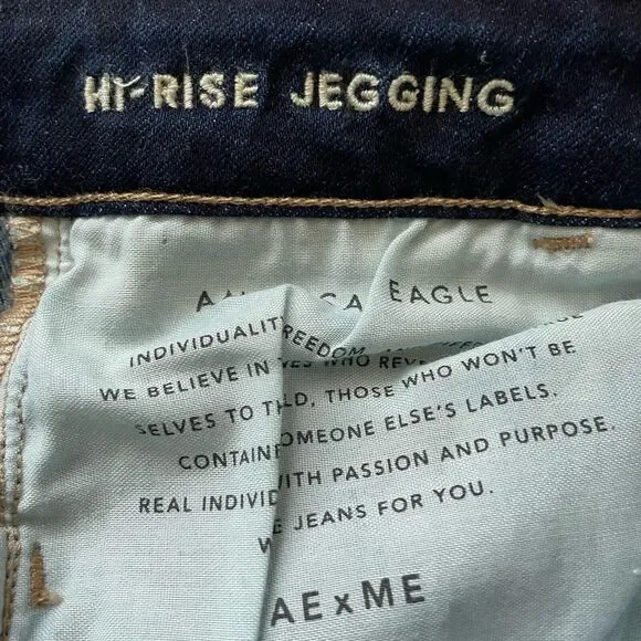 American Eagle HI-RISE JEGGING Jeans Women's 4R Blue Dark Wash Stretch Denim - Picture 8 of 11